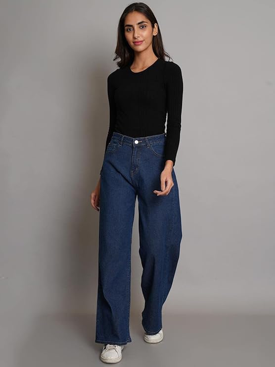 female High Rise Cotton Lycra Solid Regular Fit Jeans bottomwear
