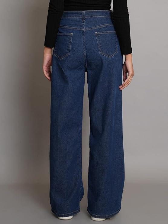 female High Rise Cotton Lycra Solid Regular Fit Jeans bottomwear