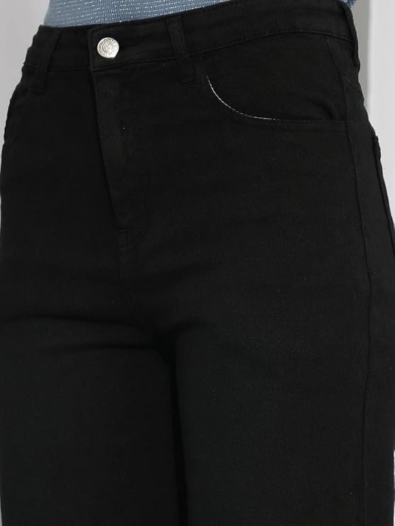 female High Rise Cotton Lycra Solid Regular Fit Jeans bottomwear