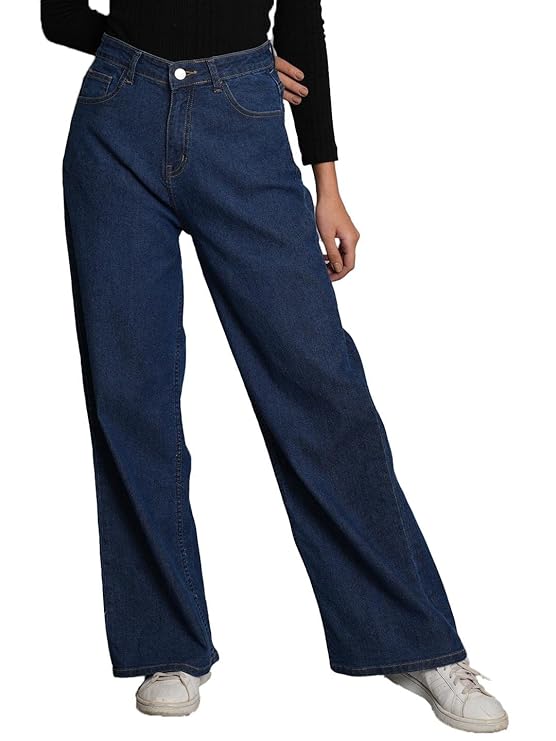 female High Rise Cotton Lycra Solid Regular Fit Jeans bottomwear