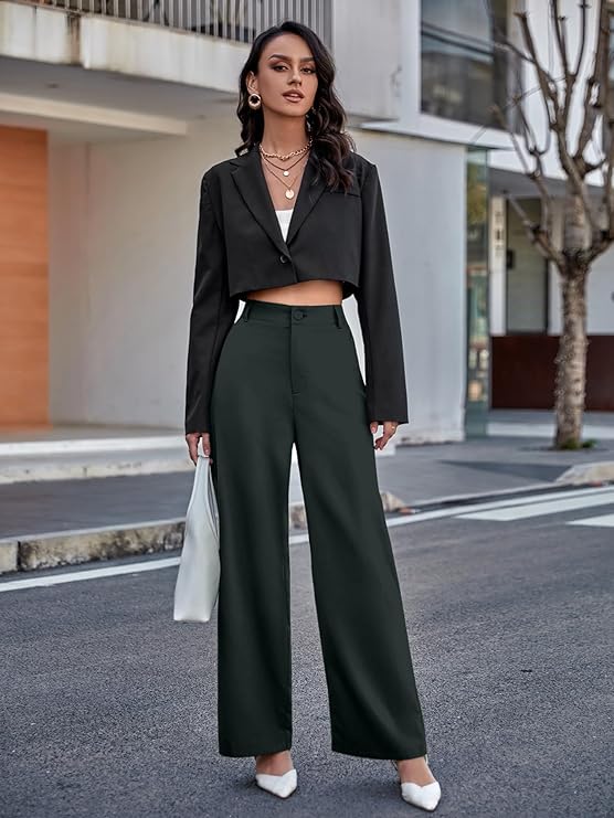 female High Waist Wide Leg Pants bottomwear
