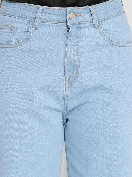 female High Rise Cotton Lycra Solid Regular Fit Jeans bottomwear
