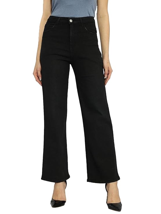female High Rise Cotton Lycra Solid Regular Fit Jeans bottomwear