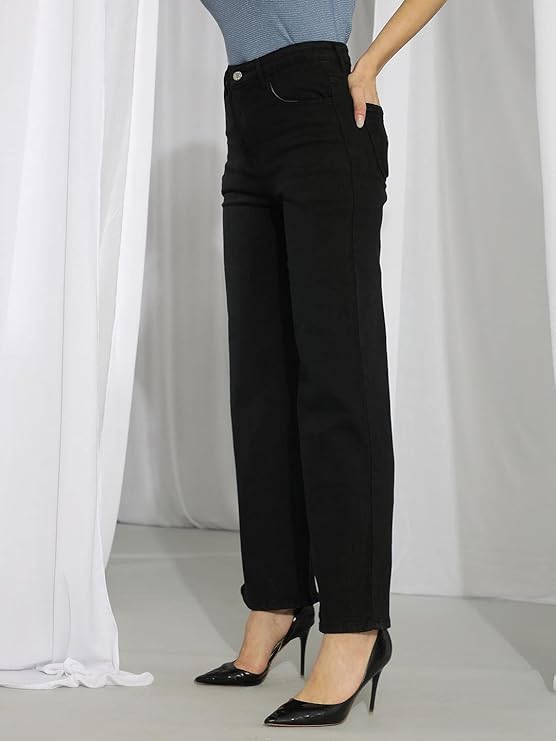 female High Rise Cotton Lycra Solid Regular Fit Jeans bottomwear