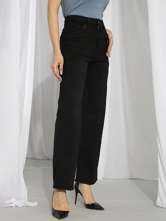 female High Rise Cotton Lycra Solid Regular Fit Jeans bottomwear