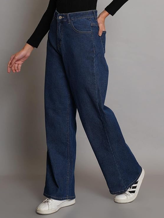 female High Rise Cotton Lycra Solid Regular Fit Jeans bottomwear