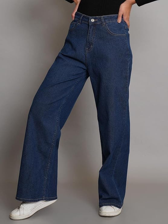 female High Rise Cotton Lycra Solid Regular Fit Jeans bottomwear