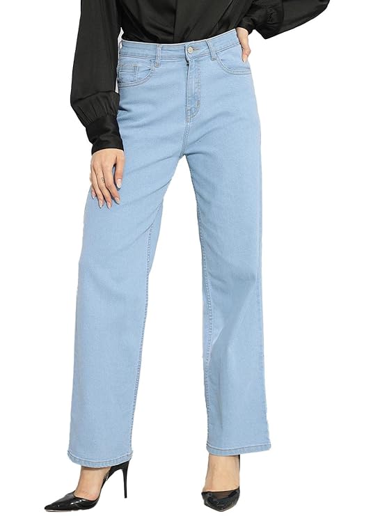 female High Rise Cotton Lycra Solid Regular Fit Jeans bottomwear