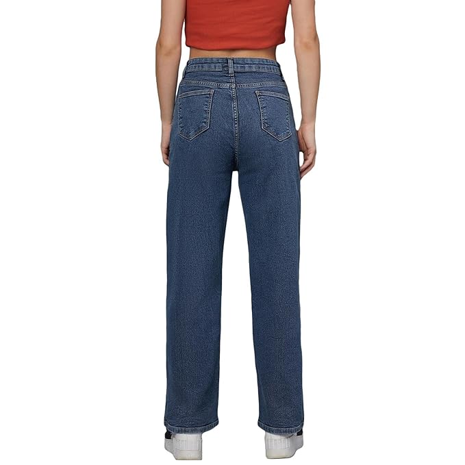 female High Rise Cotton Lycra Solid Regular Fit Jeans bottomwear