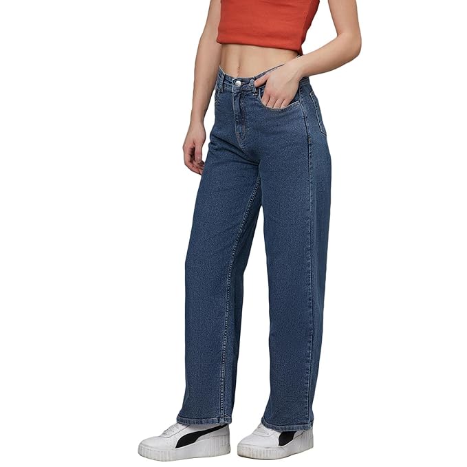 female High Rise Cotton Lycra Solid Regular Fit Jeans bottomwear