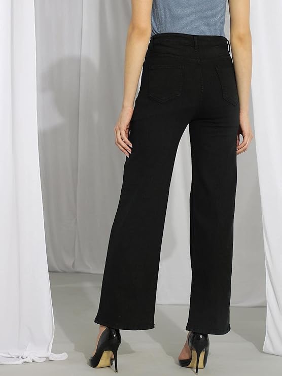 female High Rise Cotton Lycra Solid Regular Fit Jeans bottomwear