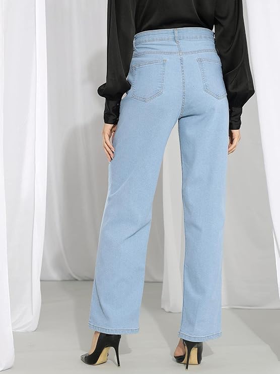 female High Rise Cotton Lycra Solid Regular Fit Jeans bottomwear