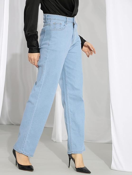female High Rise Cotton Lycra Solid Regular Fit Jeans bottomwear
