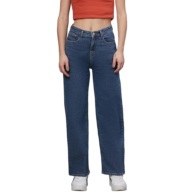 female High Rise Cotton Lycra Solid Regular Fit Jeans bottomwear