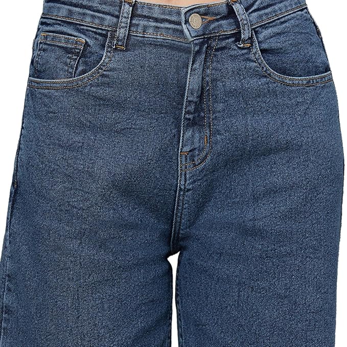 female High Rise Cotton Lycra Solid Regular Fit Jeans bottomwear